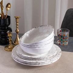 Farmhouse Melamine Dinnerware Sets,12 Pieces Dishes Dinnerware Set