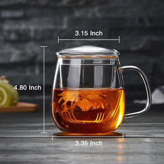 Glass Tea Cup with Infuser and Lid, 17.6oz/520ml Large Borosilicate Teacup,Tea