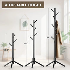 Wooden Tree Coat Rack Stand,Sturdy Freestanding Coat Rack with 8 Hooks 07FC0E-D4 - KOEEK