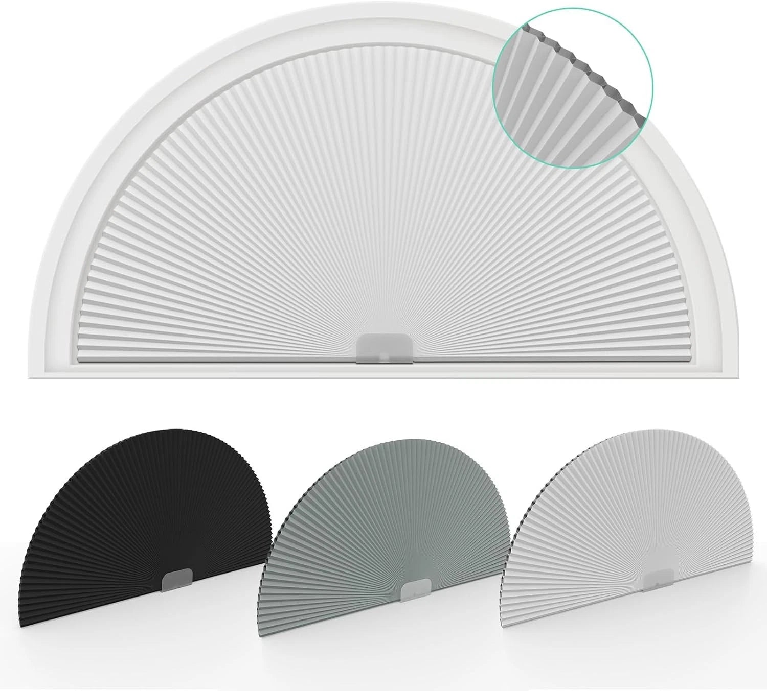 Long blackout arched curtain, blackout type, half-moon shape (radius: 24 inches) 07FC0E-D4 - KOEEK