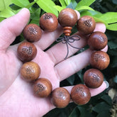 20mm*12 Natural Wood Buddhist Prayer Beads Guanyin Bracelet Men Woman Gift 07FC0E-D4 - KOEEK