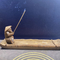 20cm Vietnamese Agarwood Jiang Taigong Fishing Incense Holder Figurine 07FC0E-D4 - KOEEK