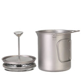 750ml Camping Coffee Pot with French Press Outdoor Cup Mug Cookware for Hiking 07FC0E-D4 - KOEEK