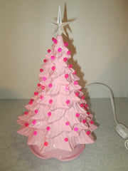 "Pink Glazed Ceramic Christmas Tree" ly Made/ Extra Lights 07FC0E-D4 - KOEEK