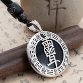3cm Silver Plated Taoist Taiji Bagua Nine Word Mantra Pendant Amulet Charm 07FC0E-D4 - KOEEK
