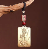 54mm Taoism Brass Pendant Safe and Sound Good Luck Card Amulet Pendant 07FC0E-D4 - KOEEK