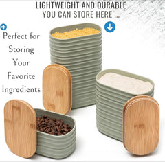 3 Pcs Olive Green Canisters Sets For The Kitchen, Airtight Plastic Canister 07FC0E-D4 - KOEEK
