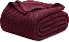 Cotton Queen Size Bed Blanket - Breathable and Soft,Waffle Weave Blanket 07FC0E-D4 - KOEEK