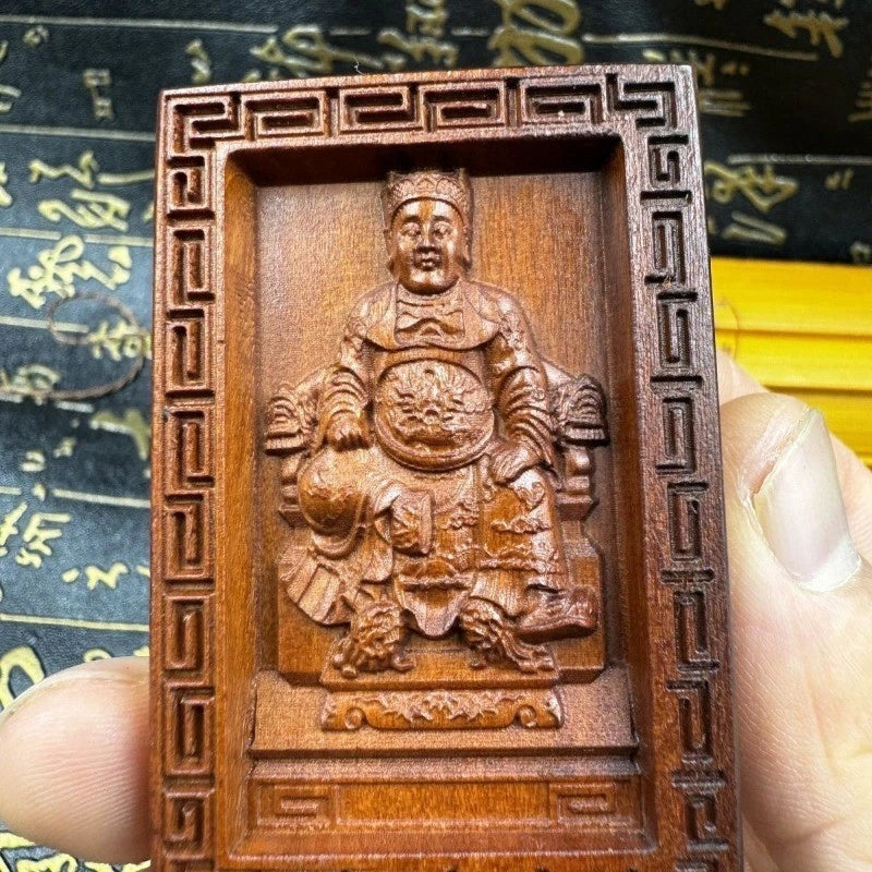Jujube Wood Taoist Guangze Zunwang Pendant Tag Carving Amulet Charm 07FC0E-D4 - KOEEK