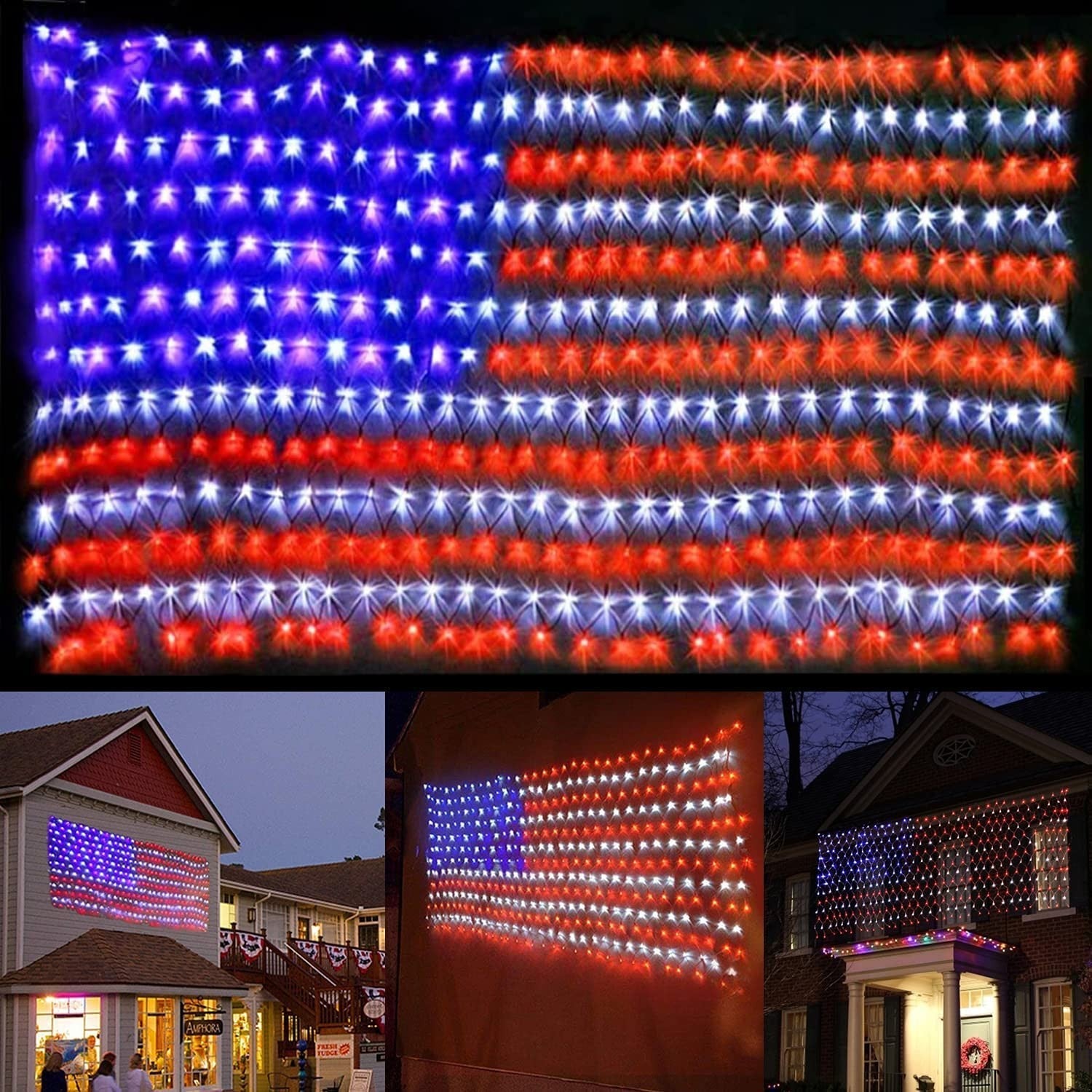 () American Flag Lights, Outdoor String Lights 420 LED Waterproof Led Flag... 07FC0E-D4 - KOEEK