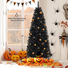 Costway 6' Pre-lit PVC Christmas Halloween Pencil Tree Black w/ 280 LED Lights COSTWAY - KOEEK