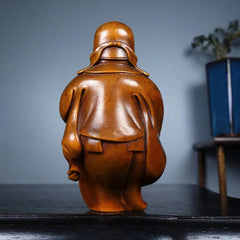 80mm Exquisitely Chinese Boxwood Handmade Carving Mammon Statue Decoration 07FC0E-D4 - KOEEK