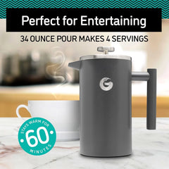 French press coffee maker,stainless steel coffee pot with portable thermos flask