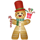 HOMCOM 7.5ft Christmas Inflatables Gingerbread Man with Candy Cane LED Lights HOMCOM - KOEEK