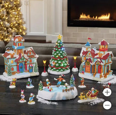 Disney Holiday Christmas Village 13-piece Set Ice Skating Rink Lights Music DISNEY - KOEEK