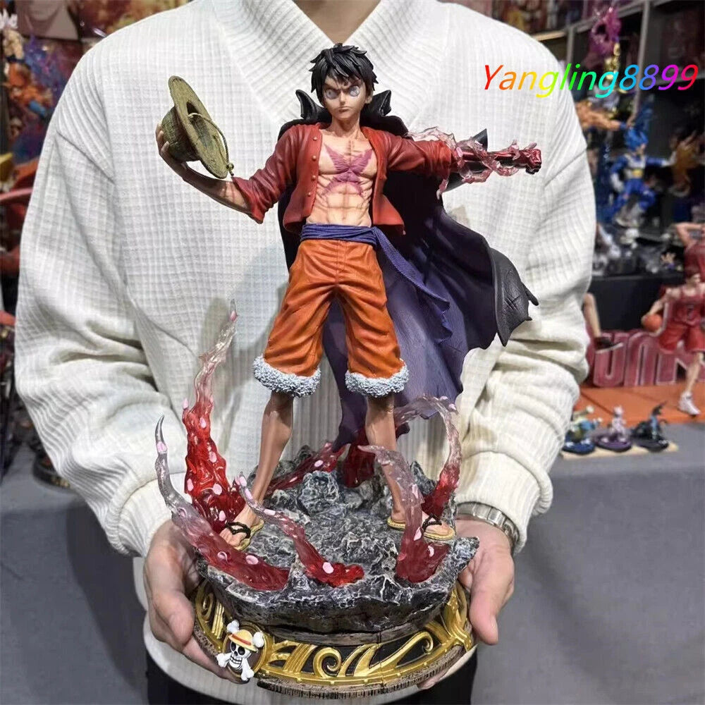 Anime Toy Monkey D. Luffy GK PVC Statue Model Figure w/ 2 Heads Fan Collect 40cm 07FC0E-D4 - KOEEK