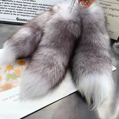 Real Large Crystal Fox Tail Fur 1PC Keychain Charm Bag Pendant Tassel Bag Tag 07FC0E-D4 - KOEEK