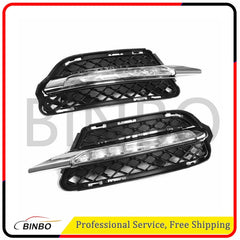 Pair of Front Bumper Grille w/ DRL LED Fog Light Lamp Kit for Benz W221 2010-12 07FC0E-D4 - KOEEK
