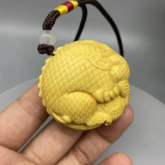 4.5cm Cypress Hand Carved Luck PI Xiu Pendant Fortune Amulet Transship Keychain 07FC0E-D4 - KOEEK