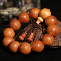 15mm Exquisite Cliff Cypress Prayer Bead Buddha Bead Hand String Jewelry 07FC0E-D4 - KOEEK
