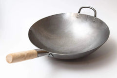 Traditional Hand Hammered Chinese Carbon Steel Wok with Wooden 07FC0E-D4 - KOEEK