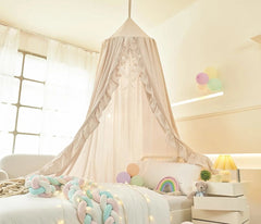 Bed Canopy for Girls,Ruffled Canopy Bed Curtains Kids Canopy for Girls Room 07FC0E-D4 - KOEEK