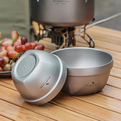Titanium Bowl 500ml/800ml Double Wall Food Rice Soup Ultralight Metal Bowl Hot 07FC0E-D4 - KOEEK