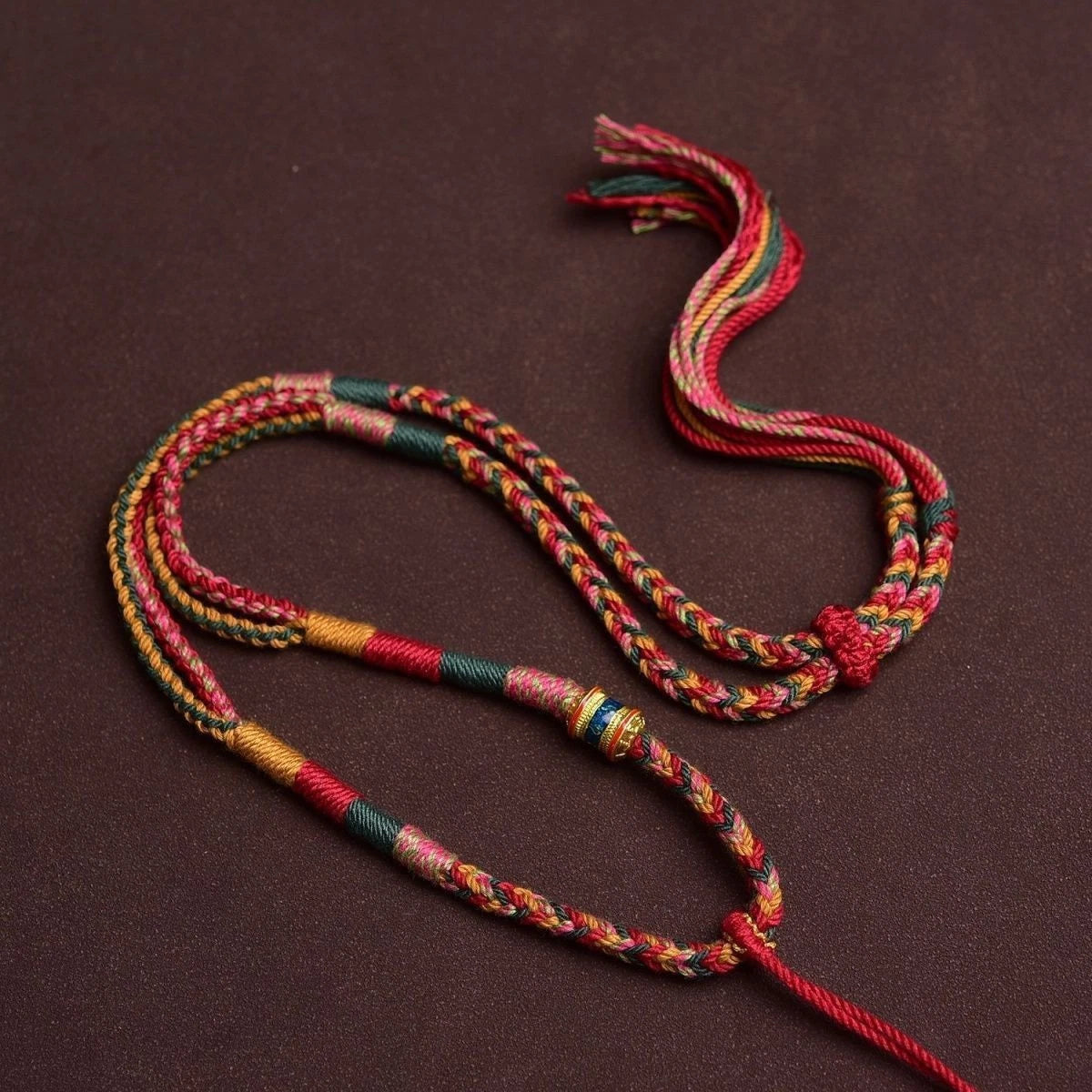 Tibetan Style Six Word Mantra Handmade Braided Cotton Cord Necklace Pendant 07FC0E-D4 - KOEEK