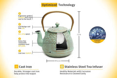 Japanese Teapot with Stainless Steel Infuser, Cast Iron Tea Kettle Stovetop Safe