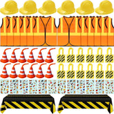 62 Piece Construction Birthday Party Supplies Set Kids Construction Dress Up Set 07FC0E-D4 - KOEEK