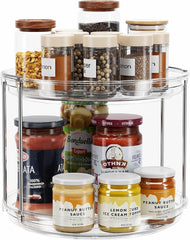 2 Tier Lazy Susan Turntable Organizer 9.25'' Rotating Spice Rack Organization 07FC0E-D4 - KOEEK