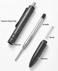 EDC Titanium Ballpoint Pen Signature Writing Pocket Pen Business Office Gift Hot 07FC0E-D4 - KOEEK