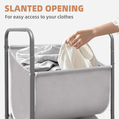 120-liter vertical rolling laundry basket with wheels and 2 brakes 07FC0E-D4 - KOEEK