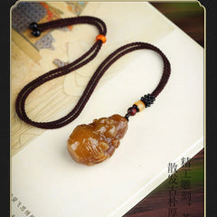 Natural Yellow Jade Pendant Tibetan Deity Amulet Necklace Gemstone Jewelry 07FC0E-D4 - KOEEK
