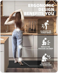 Kitchen Rugs, Kitchen Rug Set 2 Piece, Non-Slip Waterproof Kitchen Rugs 07FC0E-D4 - KOEEK