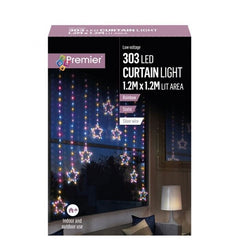 Premier 303 Rainbow Multicolour Pinwire LED Star Window Curtain Christmas Lights PREMIER - KOEEK