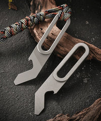 EDC Titanium Keychain Pry Bar Crowbar Pocket Opener Wrench Outdoor Multi Tools 07FC0E-D4 - KOEEK