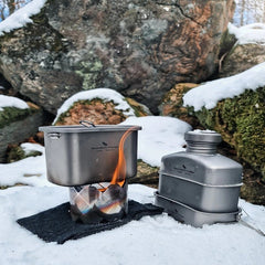Titanium Military Canteen Cups Outdoor Camping Cooking Kit Water Bottle Mess Tin 07FC0E-D4 - KOEEK