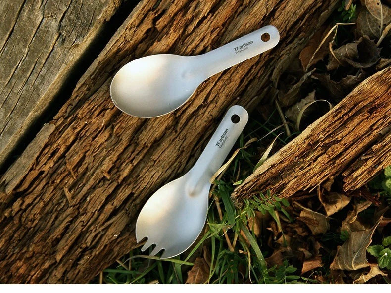 Titanium Spoon Spork Portable Ultralight Short Handle Camping Outdoor Tableware 07FC0E-D4 - KOEEK