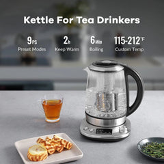 Tea Kettle Electric Tea Kettle with Removable Infuser, 9 Preset Brewing Programs 07FC0E-D4 - KOEEK