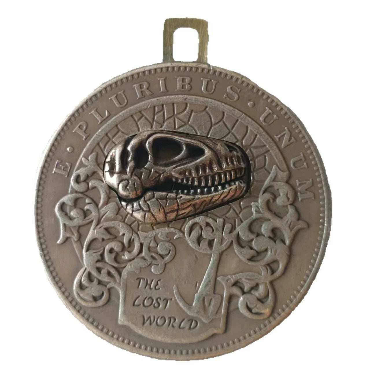 Movable Mechanism Coin " Silver Dinosaur Head" Plated Amazing Hobo Art 07FC0E-D4 - KOEEK