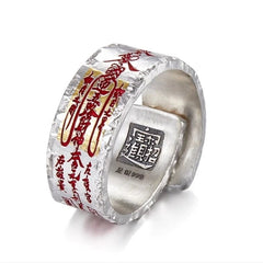 Chinese Style Taoist Ring Vintage Fortune Adjustable Band For Men Women Jewelry 07FC0E-D4 - KOEEK