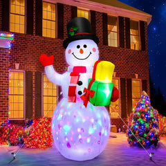 5Ft Inflatable Snowman Christmas Outdoor Yard with Rotating LED Lights Decor 07FC0E-D4 - KOEEK