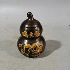 Purple Copper Bagua Dragon Gourd Bottle Feng Shui Wealth Home Decor Figurine 07FC0E-D4 - KOEEK