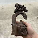19cm Vietnamese Agarwood Carved Laughing Maitreya Buddha Statue Home Decor 07FC0E-D4 - KOEEK