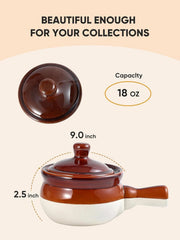 French Onion Soup Servers, Ceramic Soups with Handles, 18 OZ Servers for Cereal 07FC0E-D4 - KOEEK