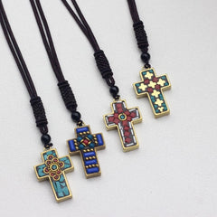 Himalayan Nepal Handmade Brass Cross Pendant Artisan Crafted With Decorative 07FC0E-D4 - KOEEK