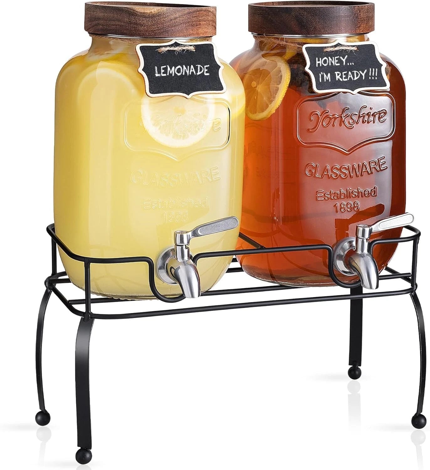Glass Drink Dispenser for Parties, 1 Gallon Beverage Dispenser with Stand Spigot 07FC0E-D4 - KOEEK