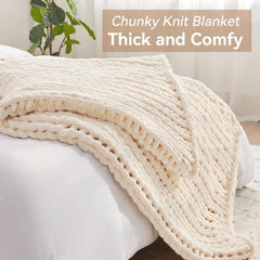 Chunky knit blanket, chenille knit blanket for bed and sofa 07FC0E-D4 - KOEEK