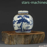 4.1 "Chinese Antique Blue and White Porcelain Hand-painted Pine and Bamboo Jar" 07FC0E-D4 - KOEEK